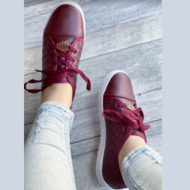 Wine Padded Sneakers For Women